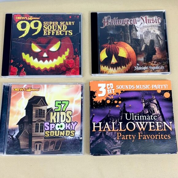Halloween Music CDs Bundle of 6 Classic Holiday Party Sound Effects School Safe - Picture 1 of 9